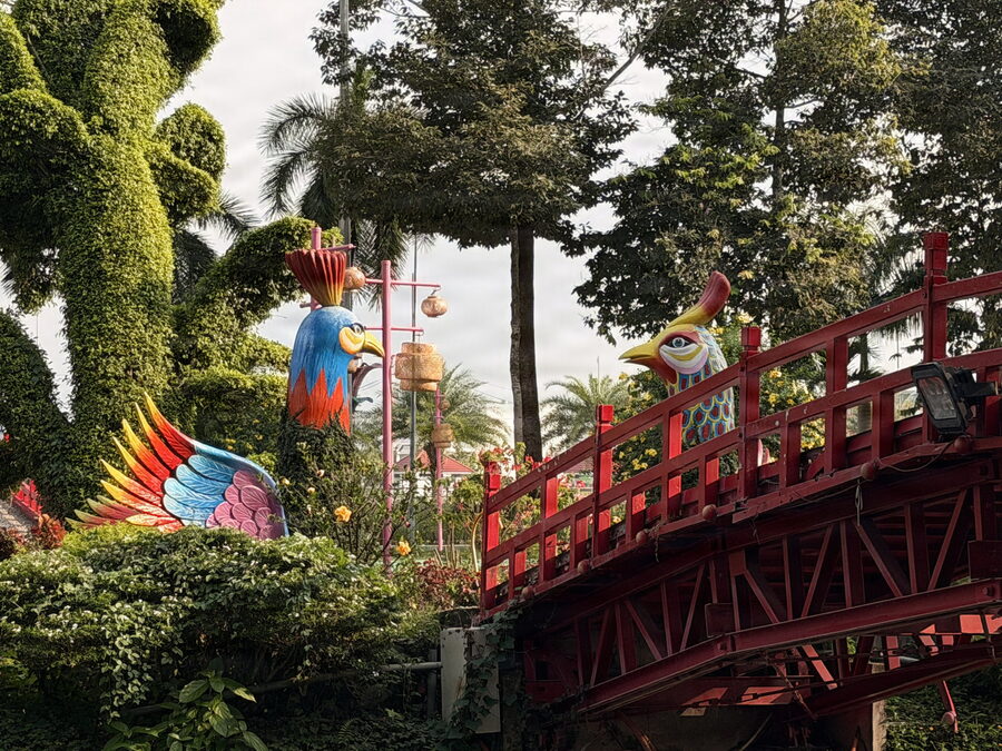 The arch still reads Xuân Bính Ngọ 2026, but the park dresses up like this all year.