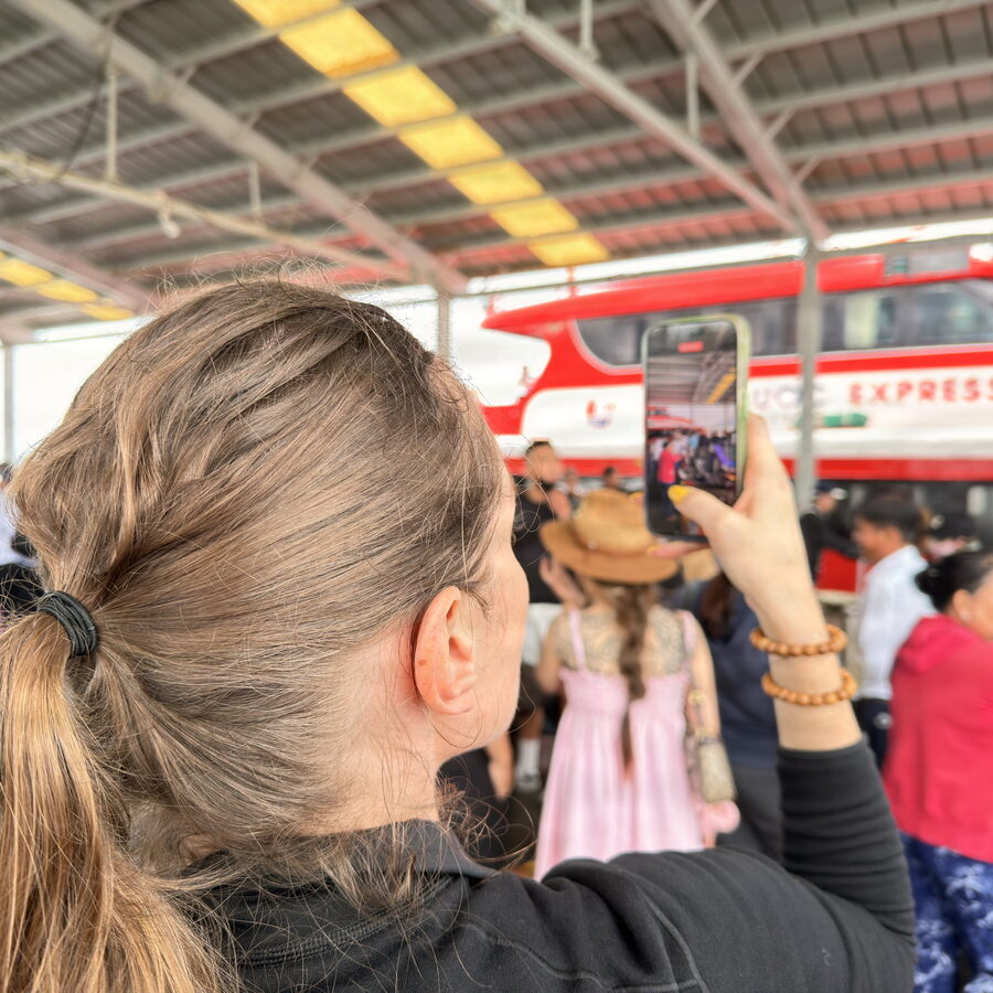 Boarding the ferry to Rạch Giá